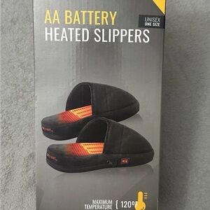 ActionHeat Heated Slippers Unisex AA Battery Plush Fleece Rechargeable Winter OS